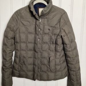 Abrecrombie & Fitch Womens Down Full Zip Jacket Sz M Sage